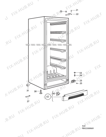 Взрыв-схема холодильника Electrolux EUF29202X - Схема узла C10 Cabinet